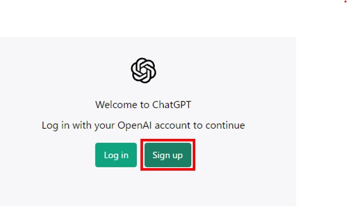 ChatGPTのログイン/新規登録選択画面