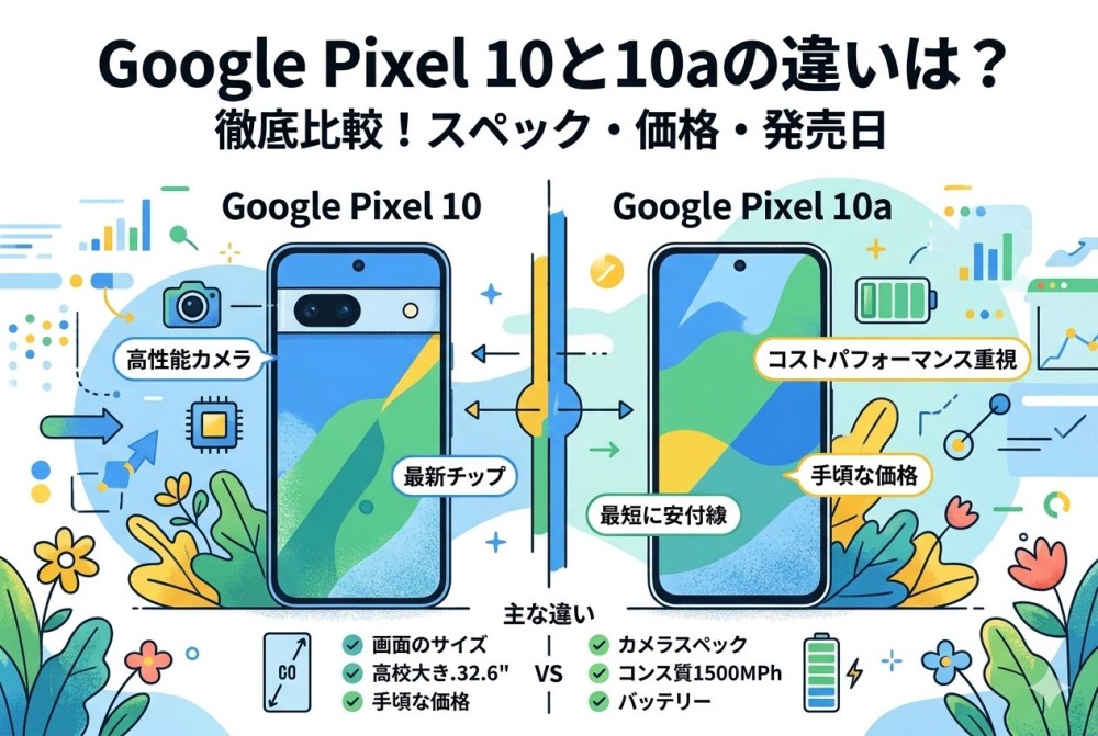 Google Pixel 10と10aの違いを徹底比較！どちらを買うべき？【2026年最新版】
