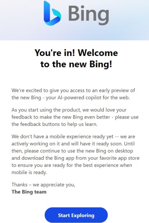 BingチャットAIが使用できるようになったメール