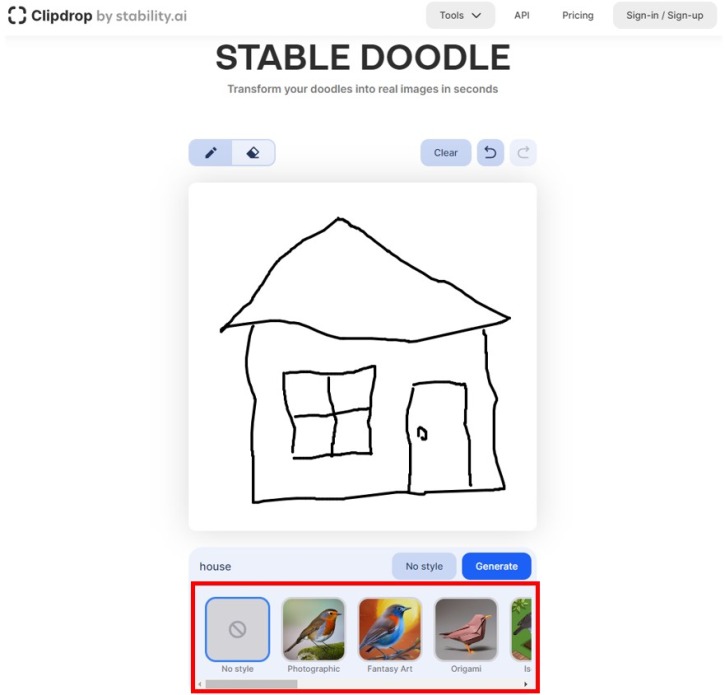 Stable Doodleの生成する画像のスタイルを選んでクリックする